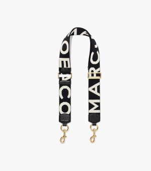 Accesorios Para Bolsos Marc Jacobs The Logo Webbing Correa Mujer Negros Blancos | QT3-3433