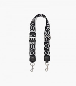 Accesorios Para Bolsos Marc Jacobs The Outline Logo Webbing Correa Mujer Negros Plateados | XN4-0746