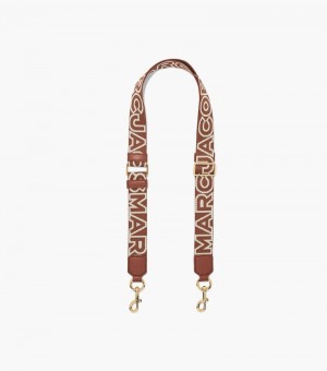 Accesorios Para Bolsos Marc Jacobs The Thin Outline Logo Webbing Correa Mujer Chocolate Multicolor | NR6-6173