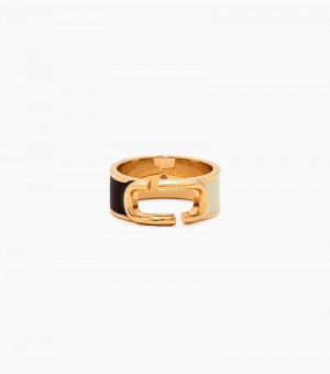 Anillo Marc Jacobs The J Marc Colorblock Ring Mujer Negros Multicolor Dorados | DZ7-1810