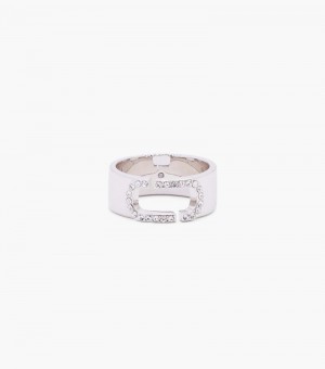 Anillo Marc Jacobs The J Marc Crystal Ring Mujer Plateados | VK8-9255