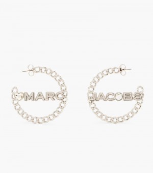 Aretes Marc Jacobs The Charmed Chain Hoops Mujer Plateados | YM0-7683
