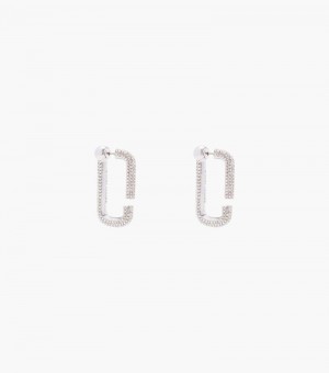 Aretes Marc Jacobs The J Marc Crystal Hoops Mujer Plateados | YC1-4550