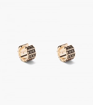 Aretes Marc Jacobs The Monogram Engraved Hoops Mujer Dorados | FT2-8799