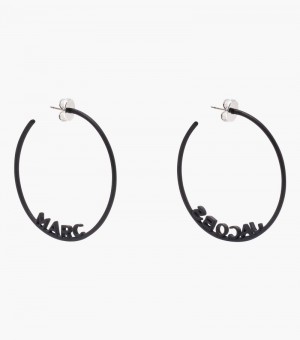 Aretes Marc Jacobs The Monogram Hoops DTM Mujer Negros | UZ6-2792