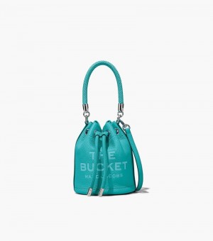 Bolso Saco Marc Jacobs The Cuero Micro Bucket Bag Mujer Turquesa | AE8-6949