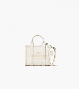 Bolso Tote Marc Jacobs The Cuero Micro Tote Bag Mujer Blancos Plateados | TG0-0065