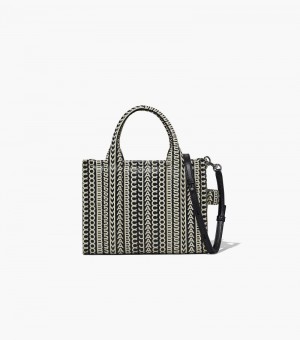 Bolso Tote Marc Jacobs The Monogram Cuero Mini Tote Mujer Negros Blancos | PX3-0310