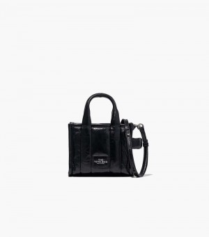Bolso Tote Marc Jacobs The Shiny Crinkle Micro Tote Mujer Negros | DT7-8858