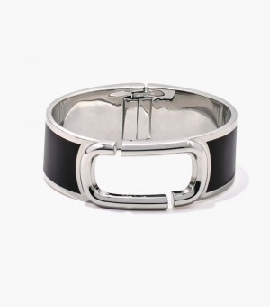 Brazaletes Marc Jacobs The J Marc Large Hinge Bangle Mujer Negros Plateados | HC7-3354