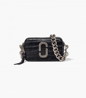 Camera Bolsas Marc Jacobs The Croc-Embossed Snapshot Mujer Negros | XV2-4690