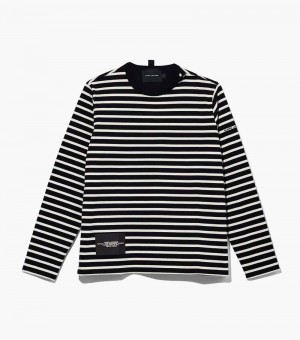 Camiseta Marc Jacobs The A Rayas T-Shirt Mujer Negros Multicolor | QP2-2061