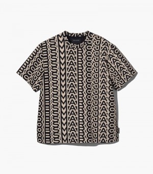 Camiseta Marc Jacobs The Monogram Big T-Shirt Mujer Negros Blancos | JO3-9463