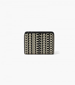 Carteras Marc Jacobs The Mini Compact Wallet Mujer Negros Blancos | NZ5-6800