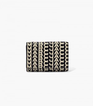 Carteras Marc Jacobs The Monogram Medium Trifold Wallet Mujer Negros Blancos | SH6-5861