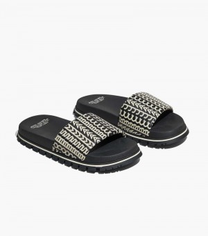Chanclas Marc Jacobs The Monogram Chanclas Mujer Negros Blancos | PF1-8151