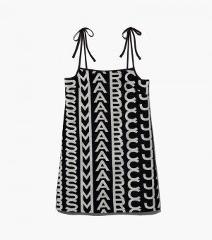 Vestidos Marc Jacobs Monogram Terry Apron Vestido Mujer Negros Blancos | CG8-2227
