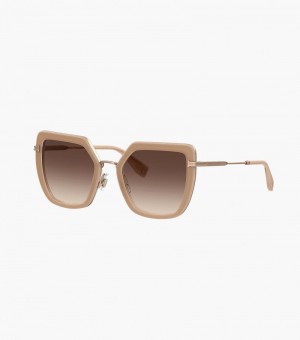 Lentes De Sol Marc Jacobs Icon Oversized Butterfly Sunglasses Mujer Arena Dorados | HY5-1469