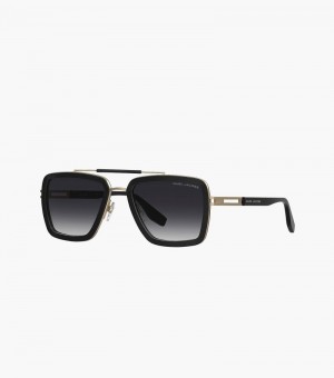 Lentes De Sol Marc Jacobs Icon Square Pilot Sunglasses Mujer Negros | NX4-4118