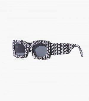 Lentes De Sol Marc Jacobs Monogram Rectangular Sunglasses Mujer Negros Blancos | JU2-4891