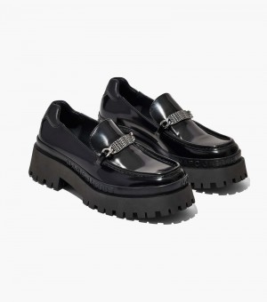 Mocasines Marc Jacobs The Cuero Barcode Monogram Loafer Mujer Negros | JD7-7895