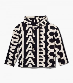 Sudadera con Capucha Marc Jacobs Monogram Oversized Hoodie Mujer Negros Blancos | DV7-6166