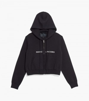 Sudadera con Capucha Marc Jacobs The Cropped Zip Hoodie Mujer Negros | IS7-4546