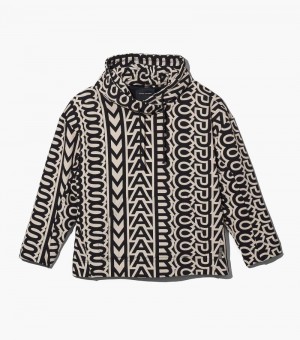 Sudadera con Capucha Marc Jacobs The Monogram Oversized Hoodie Mujer Negros Blancos | QT4-3161