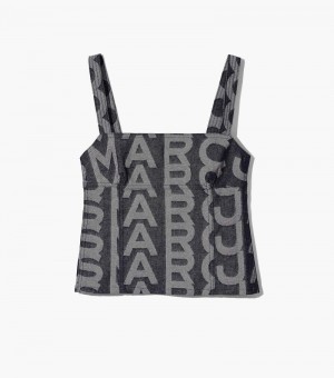 Tank Top Marc Jacobs The Monogram Denim Bustier Top Mujer Azules | VT1-7226