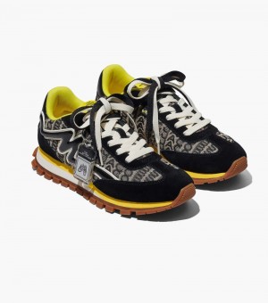 Tenis Marc Jacobs Monogram Jogger Mujer Negros Amarillos | HV3-6247