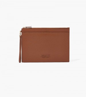 Wristlet Marc Jacobs The Large Cuero Wristlet Mujer Chocolate | QS3-1506